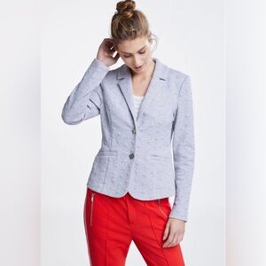 OUI Heart Textured Blazer Stretch Cotton Grey 10 Tailored Office Minimalist Love
